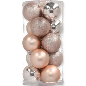 Bombki 8cm różowe komplet 15 sztuk nietłukące